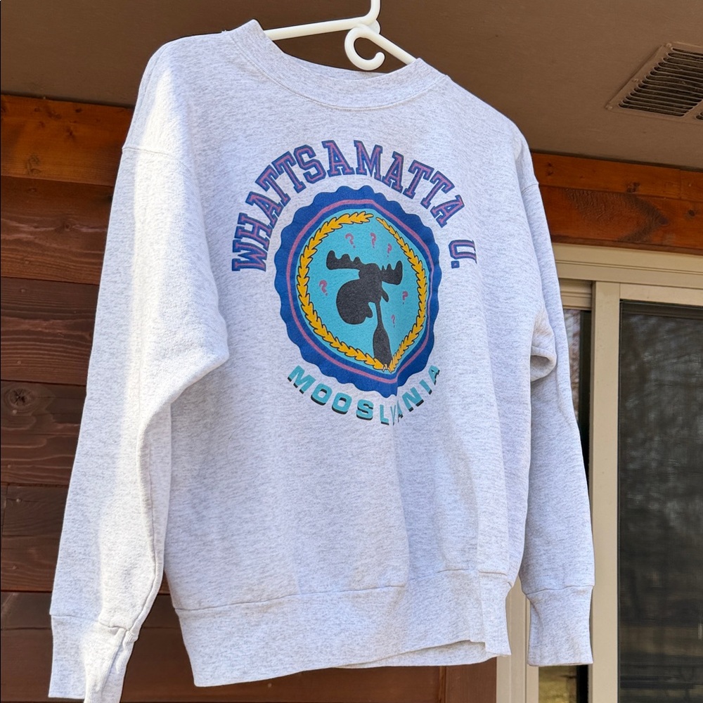 Whatsamatta Moosylvania Graphic Crewneck Sweatshirt - Light Gray